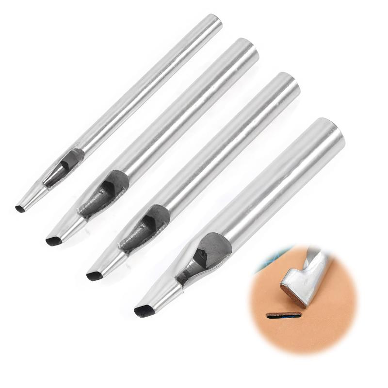 PAVIKE 穴あけ 皮 ベルト 穴あけポンチ 3mm ベルト 布用 4枚 レザークラフト 工具 道具 カシメ 打ち具 革細工 道具 （楕円ホール）