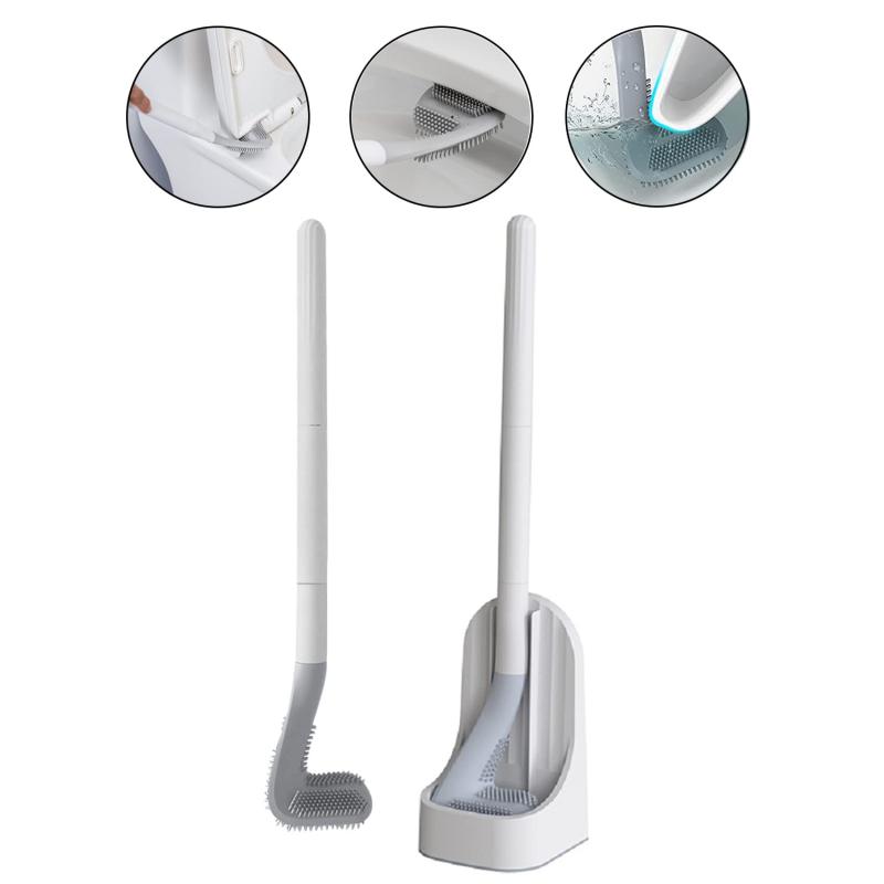 Ewolee トイレブラシ 柔らかい シリコン製 トイレを傷つけない おしゃれ ゴルフ型 トイレ掃除ブラシ ハンドル取り外し可能 水漏れ防止ケース付き 速乾 立て置き 壁掛け収納可能