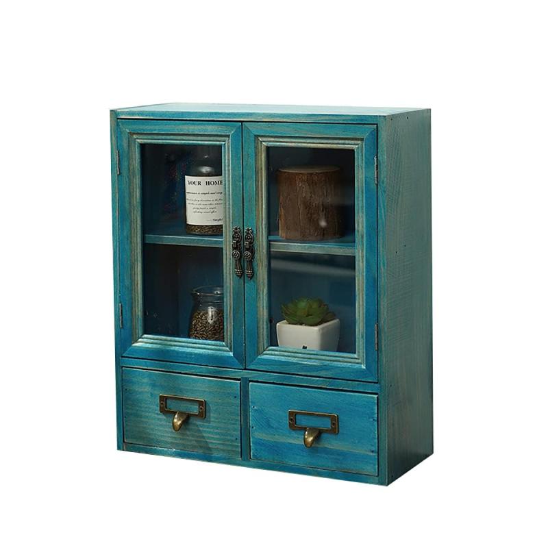 THIRST THIRD 木箱 デスク上置き棚 アンティーク調 引き出し 卓上収納ケース オフィス 机上 雑貨 小物..