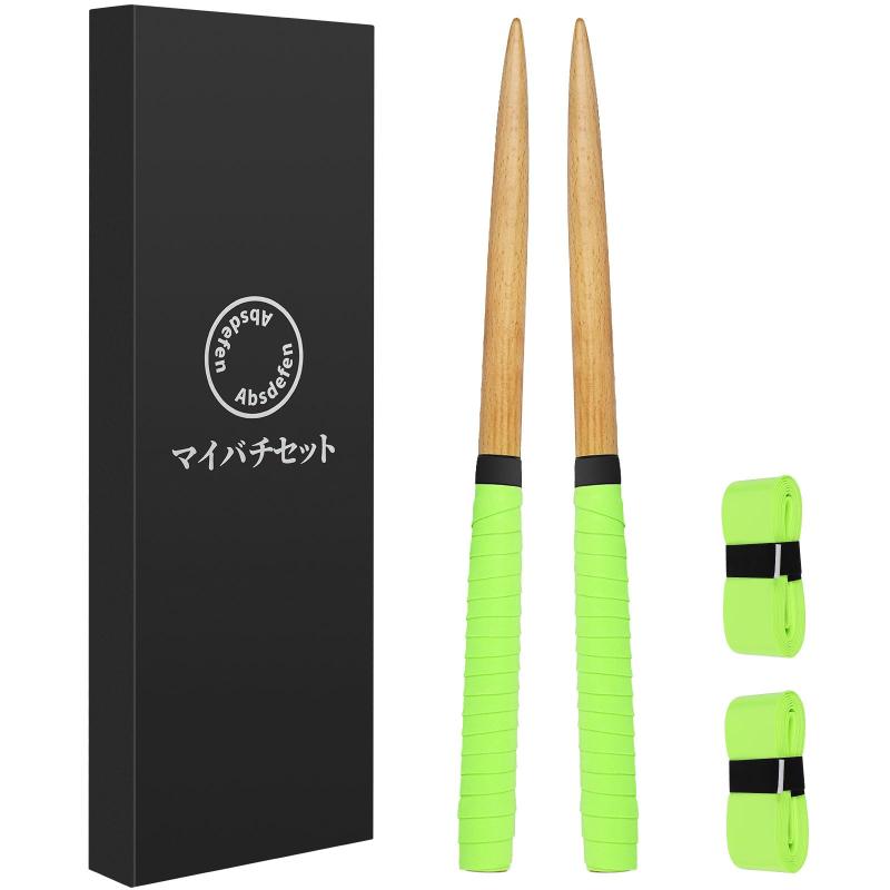 Absdefen 太鼓の達人用 マイバチ 長さ約380mm 直径20mm 2本1組 2つ予備グリップテープ付き マイバチ 木製 ロール処理型 光沢あり テーパー加工 硬材 使いやすい 複数色