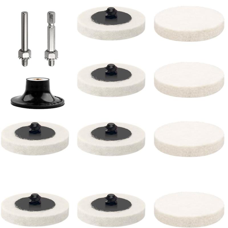 Ninkisann 45枚セット ポリッシャー バフ 50mm 羊毛 フェルトバフ 六角軸 電動ドリル バフ ポリッシャ..