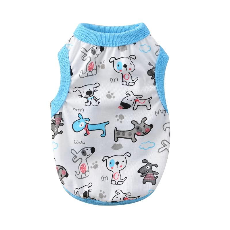 RIOSTUDIO 犬服 犬の服 春夏用 夏用 綿製パターンプリントタンクトップ 犬 服