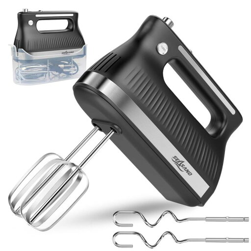SEASAND 電動 ハンドミキサー 泡立て器 5段階スピード/ターボブースト機能 ホイッパー 工具収納ケース付き SEASAND 電動 ハンドミキサー 泡立て器 5段階スピード/ターボブースト機能 ホイッパー 工具収納ケース付き