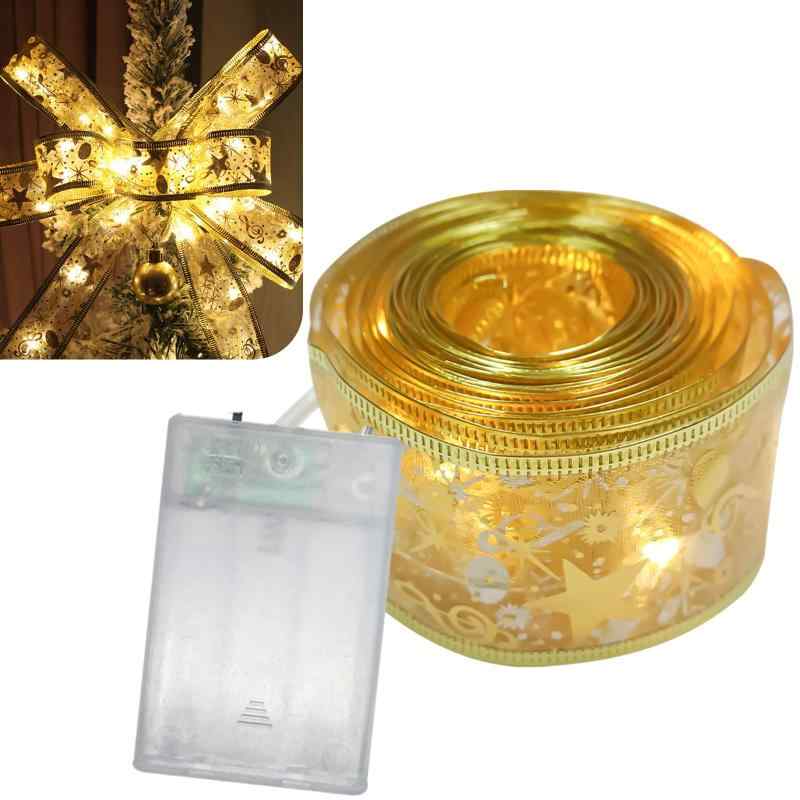 【LEISURE CLUB】クリスマス リボン ライト クリスマスツリー LED イルミネーション リボンライト ガーデンライト 巻き付け 電池式 電飾 室内 屋外 デコレーション パーティー 飾り