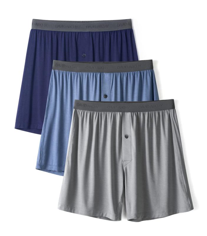 [DAVID ARCHY] トランクス メンズ 下着 竹繊維 前開き ボタン付き 通気性 吸汗 涼しさ パンツ 抗菌防臭 大きいサイズ ニットトランクス 3枚セット 5枚セット DAMNKR22001
