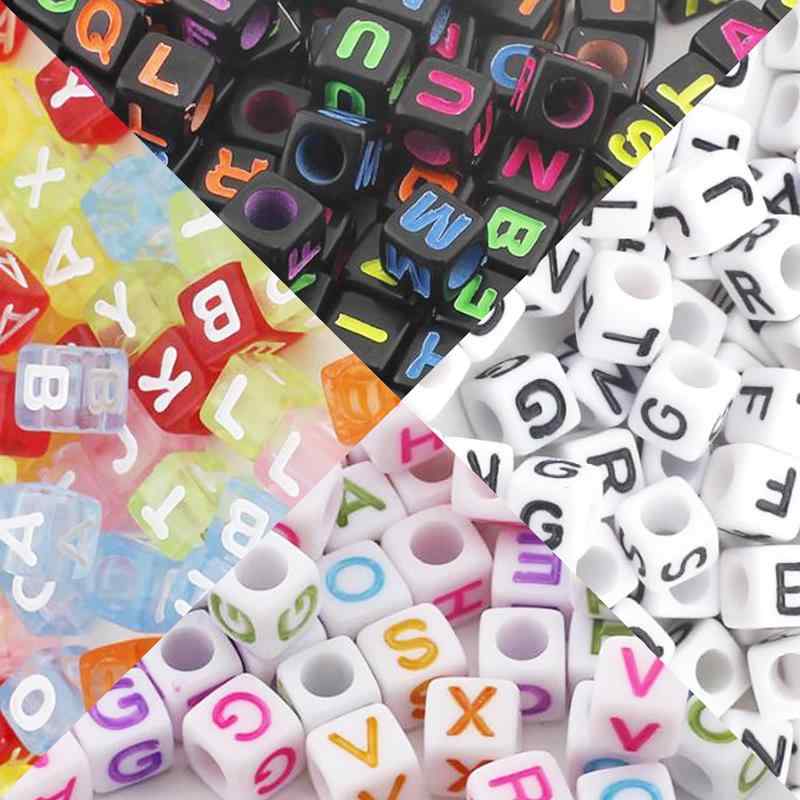 GOODCHI ビーズ アルファベットビーズ アルファベット パーツ カラフル キューブ型 DIY ブレスレト ジュエリー ハンドメイド アクセサリー スペーサ...