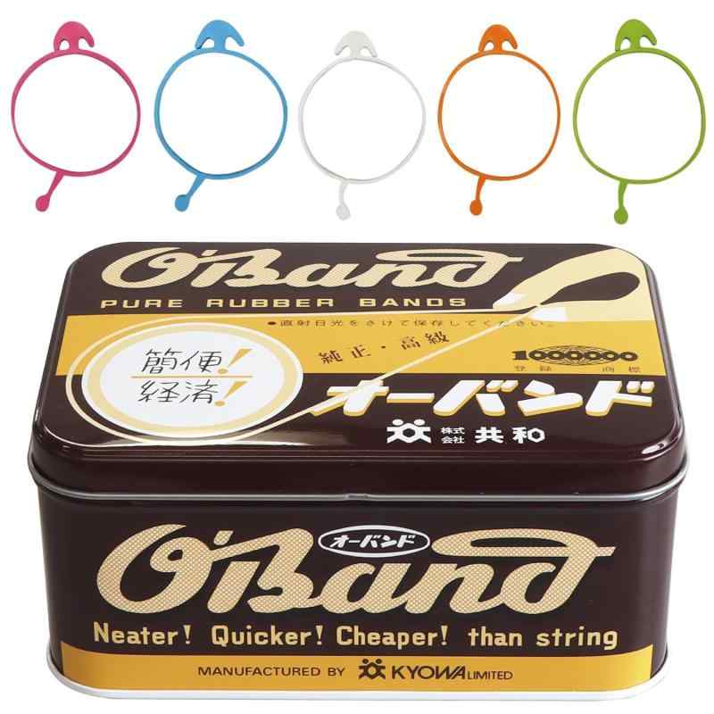 輪ゴム 新しいカタチ たばねバンド #18×3mm幅 オーバンド缶入り 120本(24本×5色/缶) 販売ルート商品 GHT-N-MX2 共和 ライトブルー/ライトグリーン/ピンク/オレンジ/ホワイト