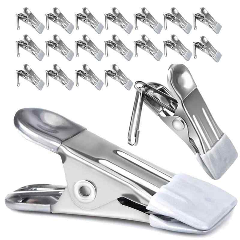 rinda 洗濯ばさみ 洗濯バサミ ステンレス 20個 滑り防止 跡が付きにくい ラバー付 吊り下げバックル付 ピンチ ハンガー 落ちない ズレない ノンスリップ