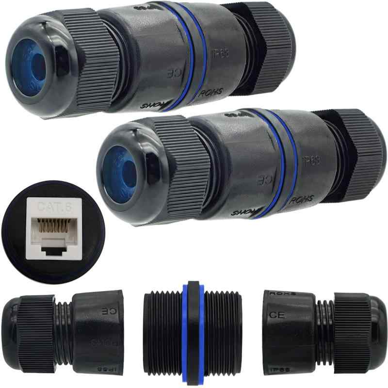 防水LANコネクタ2 個、CTRICALVER 防水RJ45カプラー CAT.6E/CAT.6/CAT.5E/CAT.5 用、屋外LANケーブルコネクタ 、イーサネットカプラー 、lanケーブル 延長コネクタ