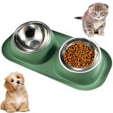 LIKENNY ペット猫 犬 食器フードボウル 食器台 ステンレス 給食器 取り外し式 猫 えさ 皿 犬 食器 滑り止め ゴムパッド付き 食べやすい ペット用品