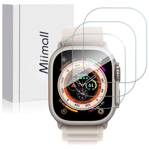 Miimall【3枚セット】対応Apple Watch Ultra 49mm 液晶保護フィルム アップルウォッチ Ultra ガラスフィルム 飛散防止 9H強度 衝撃吸収 擦れ傷防止 指紋防止 気泡なし 高透過率 簡単貼付 Apple Watch Ult Miimall【3枚セット】対応Apple Watch Ultra 49mm 液晶保護フィルム アップルウォッチ Ultra ガラスフィルム 飛散防止 9H強度 衝撃吸収 擦れ傷防止 指紋防止 気泡なし 高透過率 簡単貼付 Apple Watch Ult