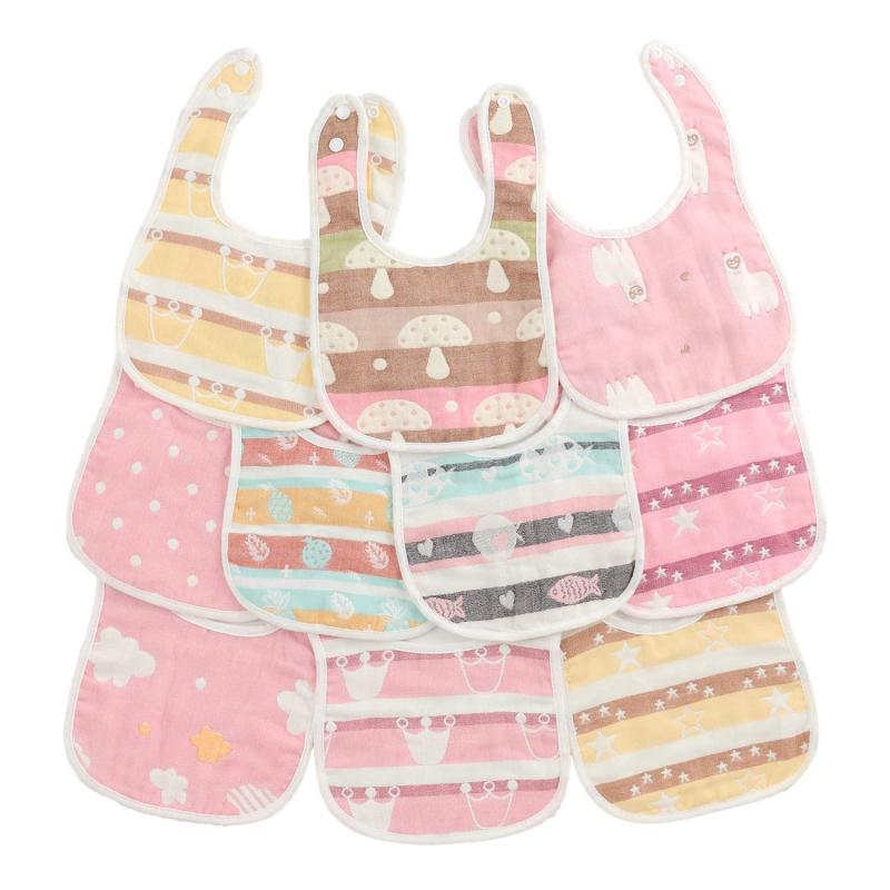 [BMC bib.] スタイ 10枚 セット よだれかけ ビブ 綿100% 柔らかい 6重 ガーゼ U型