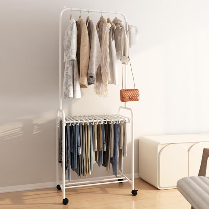 ハンガーラック ズボンハンガー 物干しスタンド 室内 頑丈 洋服ラック 洋服掛け 簡単組み立て ズボンハ..