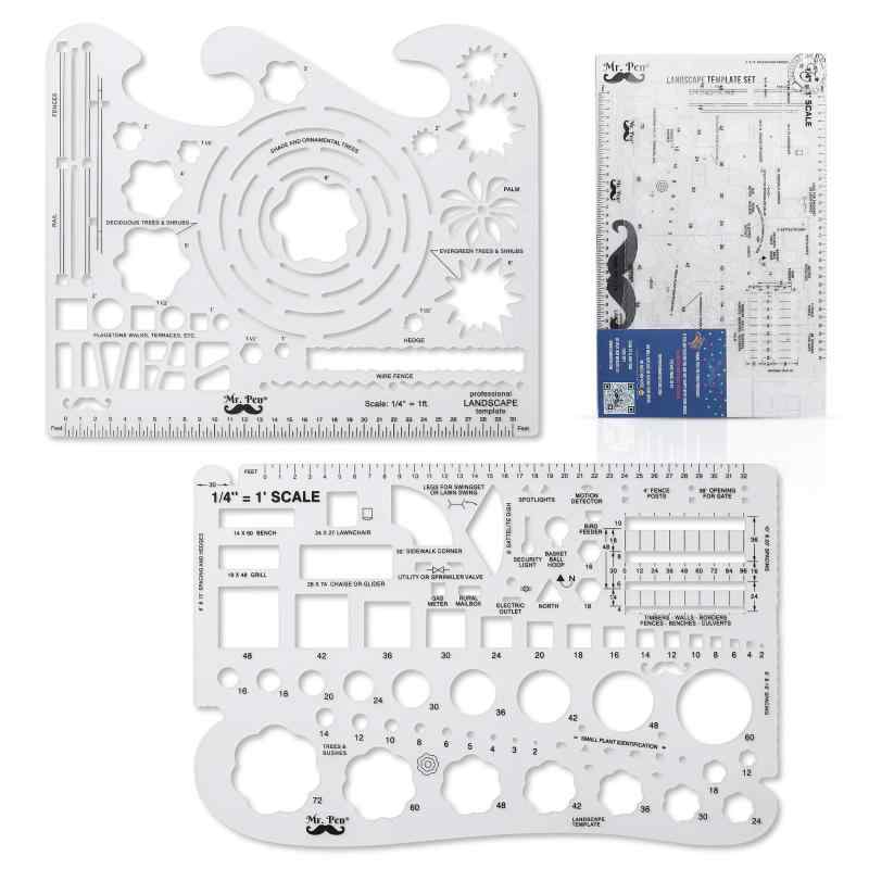 Mr. Pen- ランドスケープテンプレート、建築テンプレート、製図ツール、造園ツール、ランドスケープデザインテンプレート、製図定規の形状、描画ステンシル。