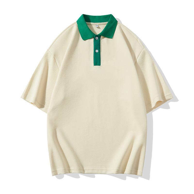 POLOシャツ メンズ レディース 短袖 綿混紡 トップス 翻領 ゆったり 無地 プリント 夏 グリーン ブルー カーキ 透気 吸湿速乾 休闲 男女 復古 アメリカンスタイル 潮牌 ポロ ティーシャツ