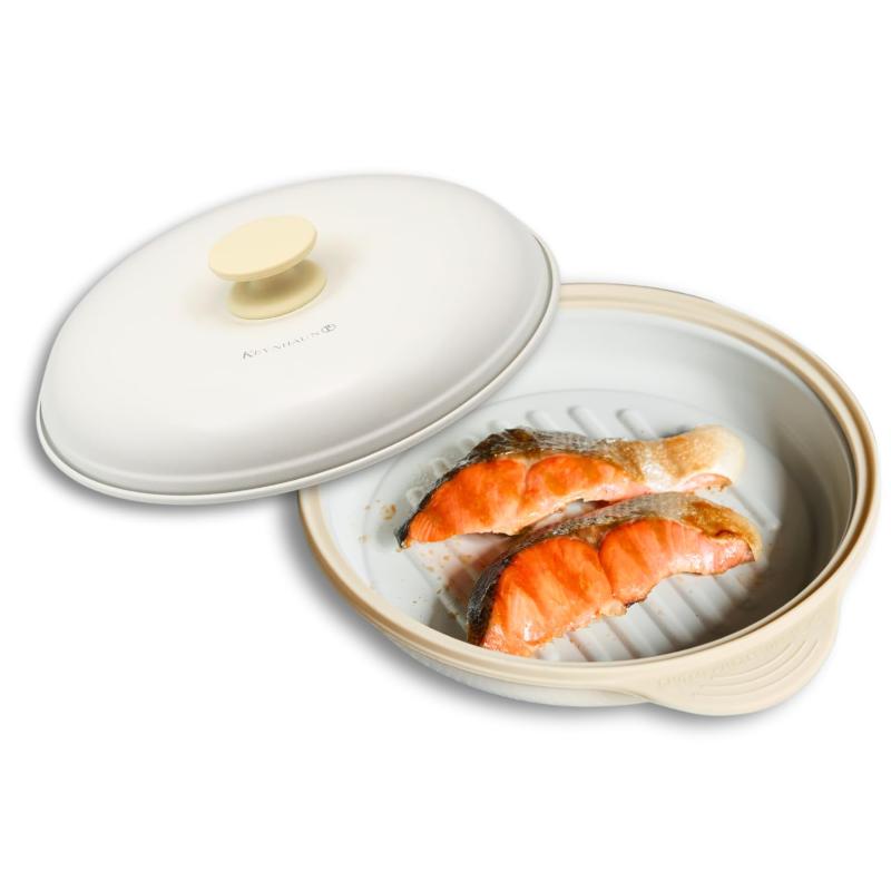 ケヴンハウン(Kevnhaun) レンジでチンで焼き魚ができるレンジパン ベージュ レンジ調理器 目玉焼き 焼..