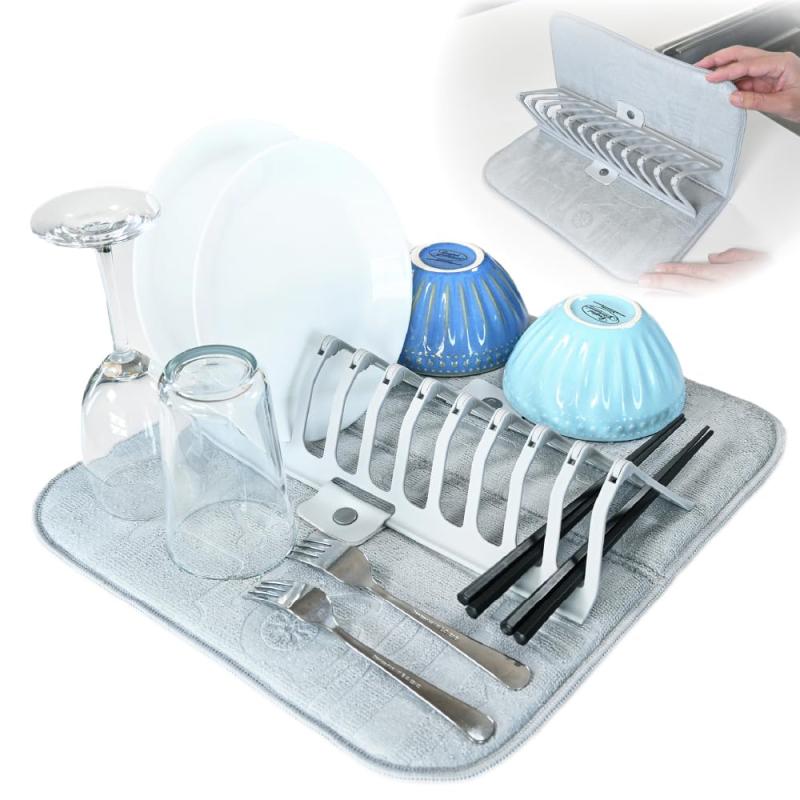 Mirx 水切りマット 吸水マット 水切りラック ディッシュラック キッチン スリム 35*40cm コンパクト 折りたたみ 洗濯 厚手 おしゃれ ミラックス