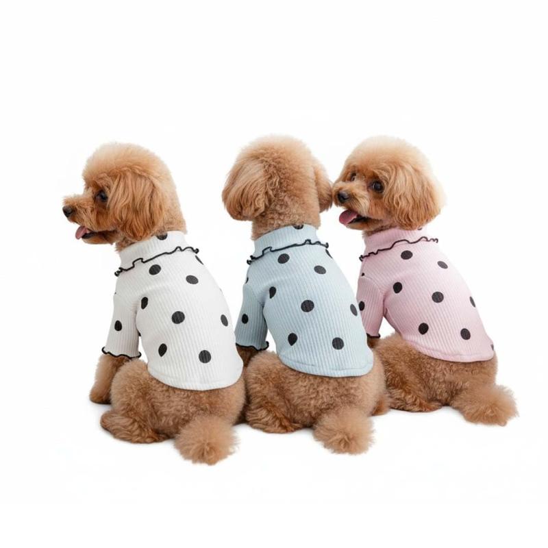 PetGround 犬 服 ドットパターンシャツ かわいい 犬の服 小型犬 春夏 秋冬 薄手 着せやすい ドッグウェ..