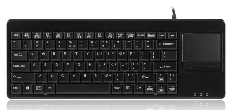 Perixx ペリックス PERIBOARD-515HPLUS キーボード タッチパッド搭載 有線 USBハブ2個付 サイズ:370x138x23mm 19インチラック対応 業務用 US 英語配列キーボード【正規品】