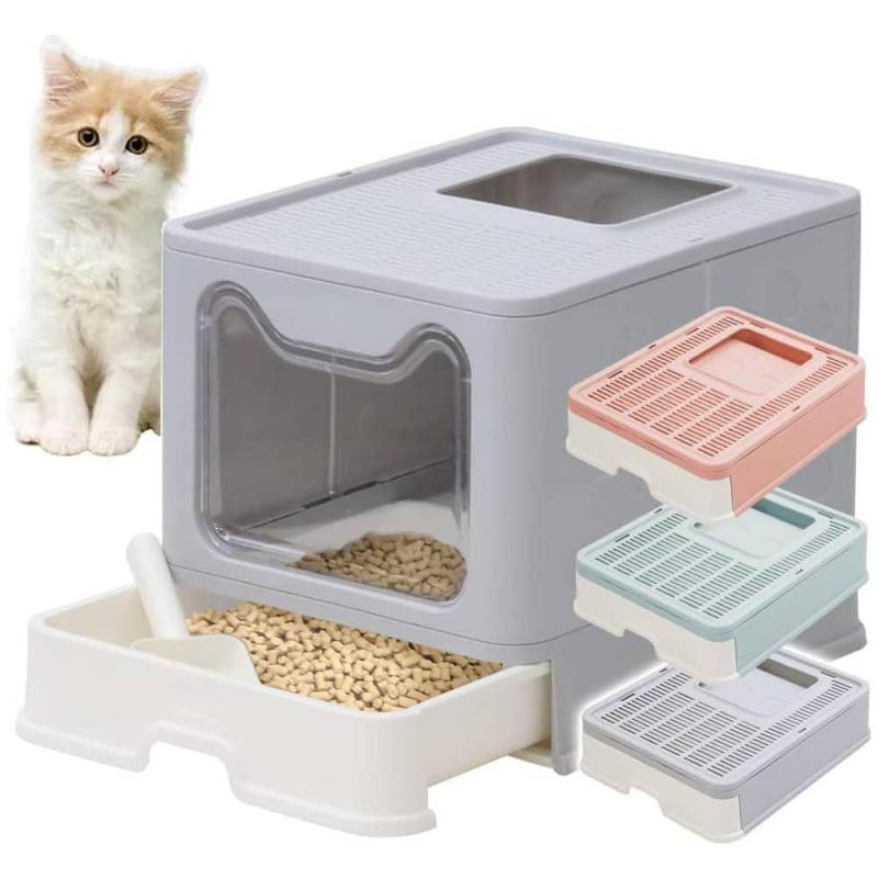 iimono117 猫用トイレ ドーム型 全密閉式カバー付き 大型 2WAY出入り スコップ付き 掃除 簡単 清潔トイレ ニオイの広がり防止 砂の飛び散り防止 猫用品のサムネイル