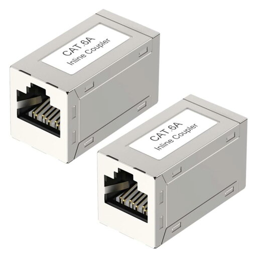 VCE LANケーブル 延長コネクタ 干渉防止 RJ45中継アダプタ Cat6A Cat6 Cat5E Cat5対応 2個入り 銀色 VCE LANケーブル 延長コネクタ 干渉防止 RJ45中継アダプタ Cat6A Cat6 Cat5E Cat5対応 2個入り 銀色
