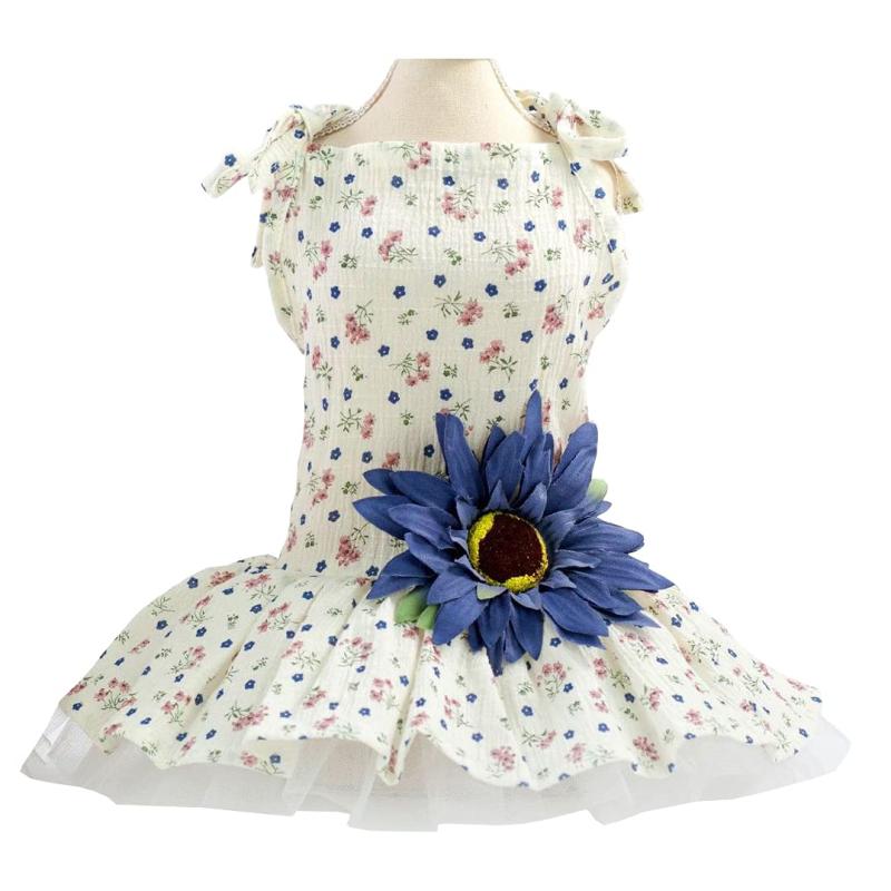 犬のドレス子犬高級スカート犬の服プリンセスドレス結婚式のイブニングドレスツツスカートデイジーフラ..