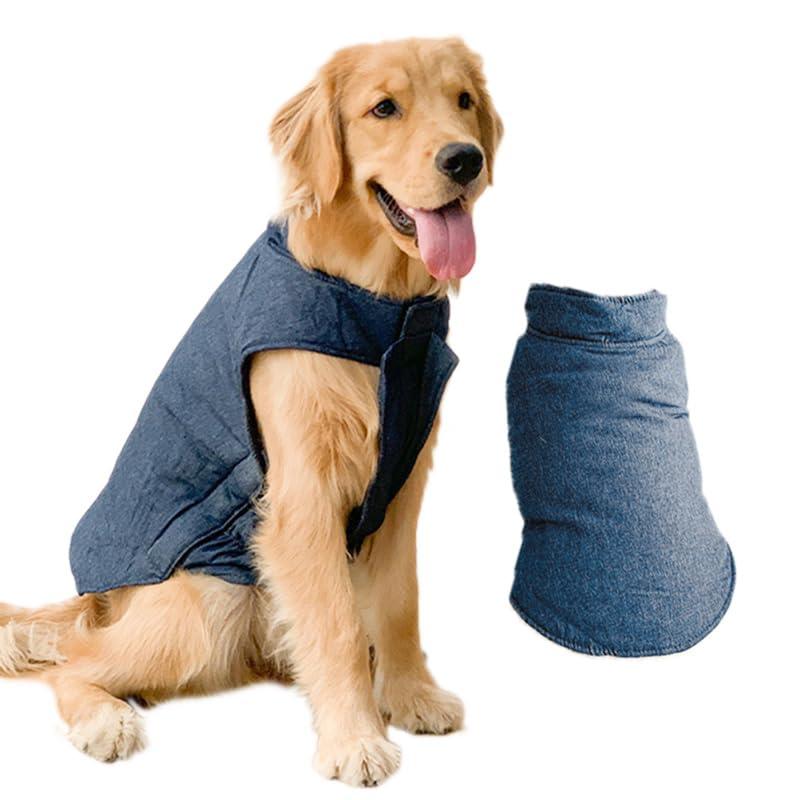 楽天PON卓ショップ大型犬 服 犬用ジャケット 秋冬 防寒 デニム おしゃれ 犬服 中型犬 ドッグウェア 暖かい 犬用コート 男の子 女の子 散歩用 アウトドア 犬用アウター かわいい 秋服 ペットウェア