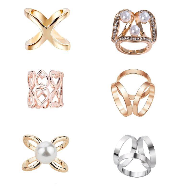 YFFSFDC スカーフ リング スカーフ留め 6種6個セット選べるタイプ上品 かわいい 大人のブローチ 通すだ..