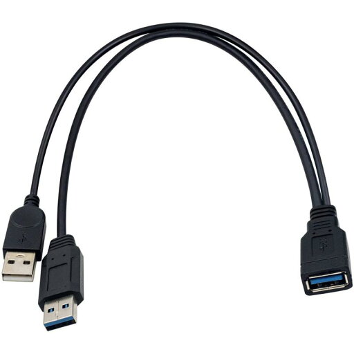 Duttek USB 3.0 二 股延長ケーブル、USB 3.0タイプAメスto デュアル USBオス充電Y延長ケーブル(片側のみ)充電用 30cm 行可 Duttek USB 3.0 二 股延長ケーブル、USB 3.0タイプAメスto デュアル USBオス充電Y延長ケーブル(片側のみ)充電用 30cm 行可