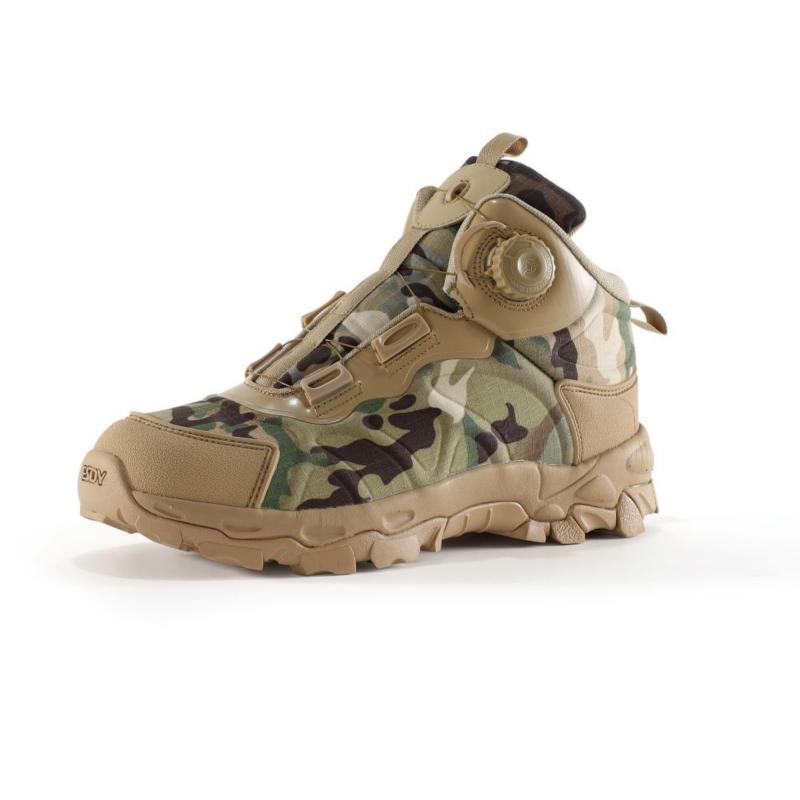 [Brave Star] メンズ アウトドア ダイヤル式 トレッキングシューズ/コンバットブーツ ブラック 紐いら..