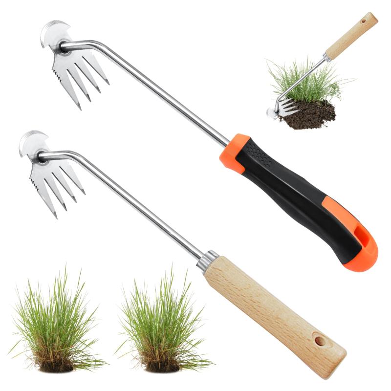 除草ツール 根抜き 多機能除草くわ片手用 長い柄 雑草取り器具 草刈り 便利グッズ 草取り用くわ 雑草取..