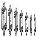 GOOMAND 7本 センタードリルビット 60度の角度1mm/ 1.5mm / 2mm / 2.5mm / 3mm / 4mm/ 5mm 面取り ネジ穴 ツール 超硬 センタードリル 60° 金属加工/旋盤/木工に適応(3)
