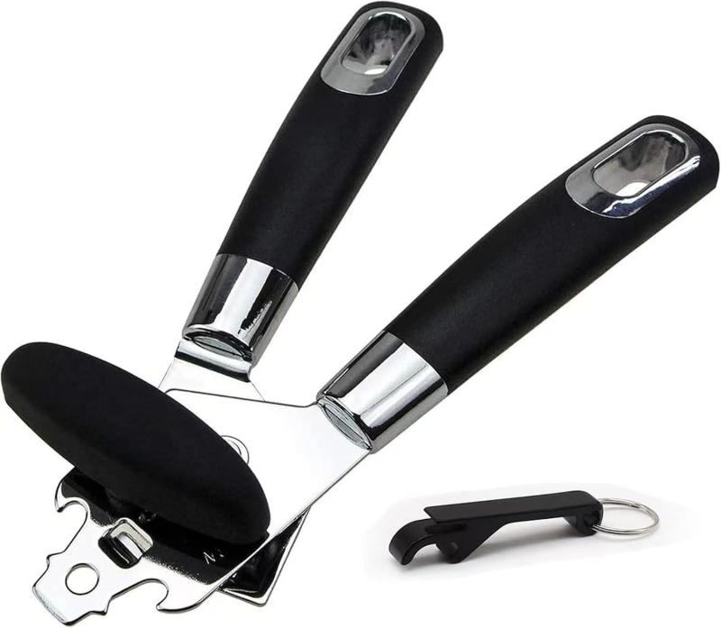 缶切り歯車式 安全滑らかなエッジ、頑丈ステンレススチールブレード 回転缶切り (缶切り)