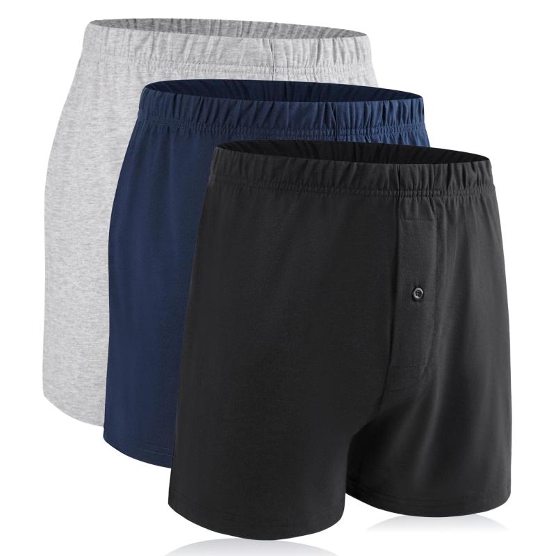 [mom21] ニットトランクス メンズ 下着 無地 3枚セット M L LL 3L 4L 5L