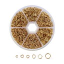 YFFSFDC 丸カン 約1390個入り 6サイズ 直径4mm/5mm/6mm/7mm/8mm/10mm ゴールド アクセサリー パーツ リング 金具セット 基礎パーツ クラフト用品 DIY ハンドメイド 手芸 収納ケース付き(3)