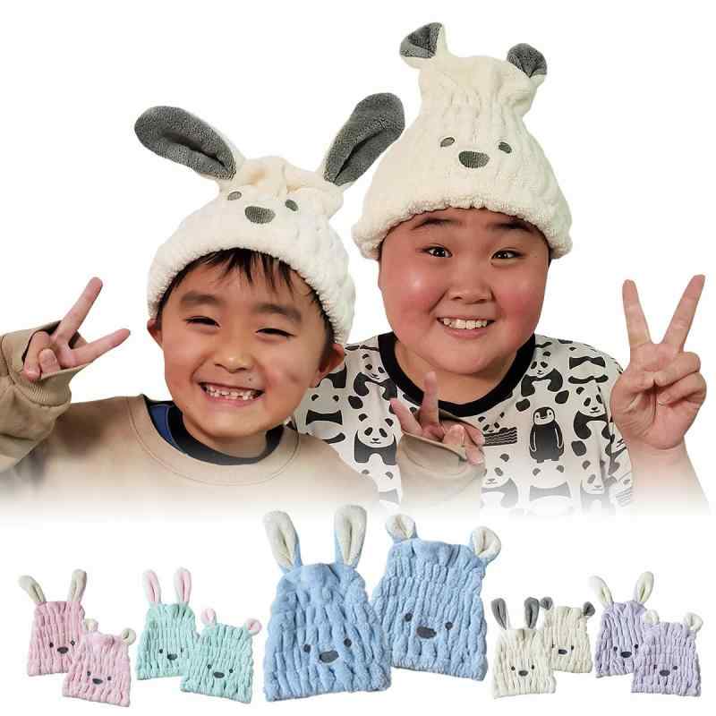 MMmall タオルキャップ 子供 ペアセット ヘアキャップ かわいい ナイトキャップ