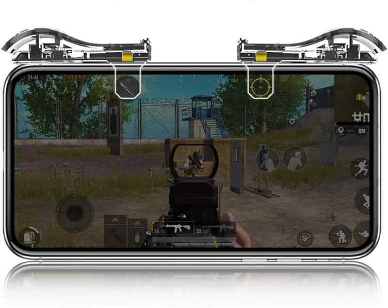 スマホゲーム用 コントローラー 射撃ボタン ゲームパッド 透明 エイムアシスト 高速射撃ボタン LRセット（スマホ対応 ）
