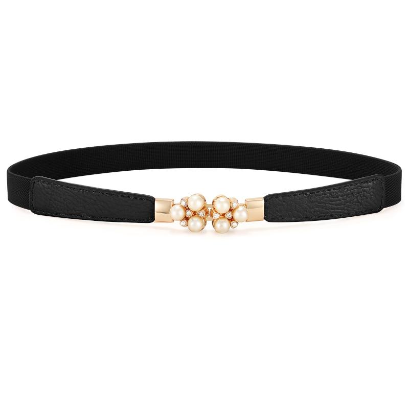 ベルト 細ベルト レディース パール ドレス ゴムベルト ウエストマーク パーティー 結婚式 レディース..