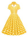 Dresstell(ドレステル)ロカビリードレス 50年代 レトロワンピース 半袖 Aライン 膝丈 結婚式 パーティー 通勤 通学 カジュアル 可愛い 春夏 スイングワンピース レディース ファッション きれい