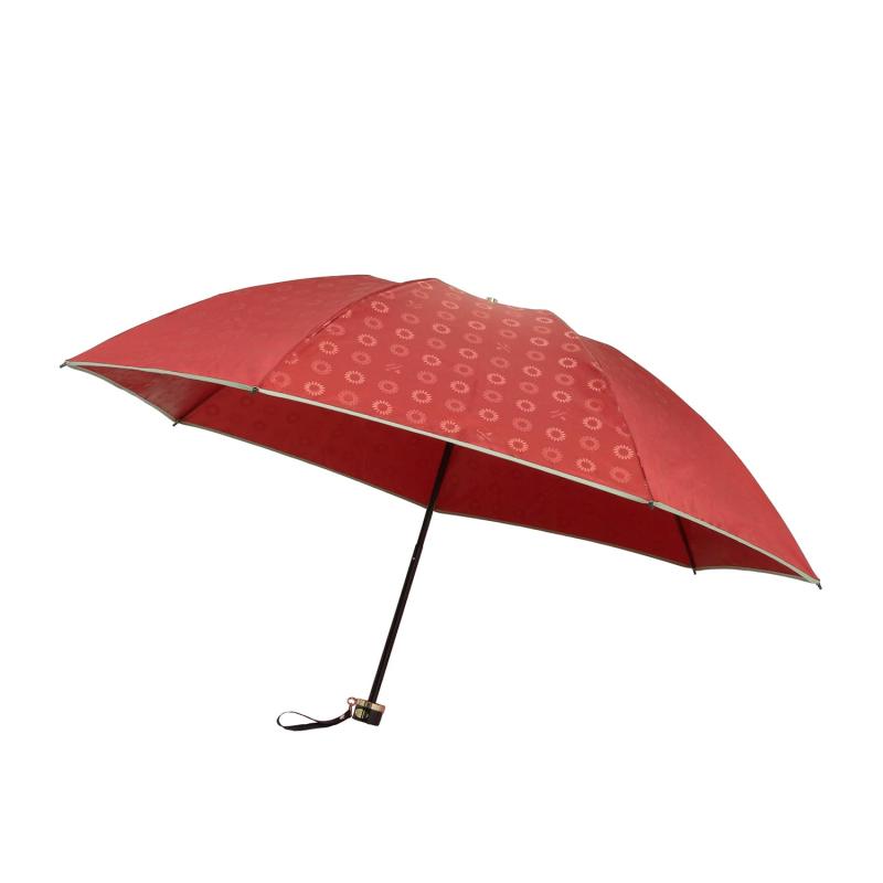 ムーンバット 【ランバン オン ブルー】 雨傘 折りたたみレディース ブランド 丈夫 おしゃれ 通勤 通学 ジャガード パイピング 21-084-10913-02 レッド