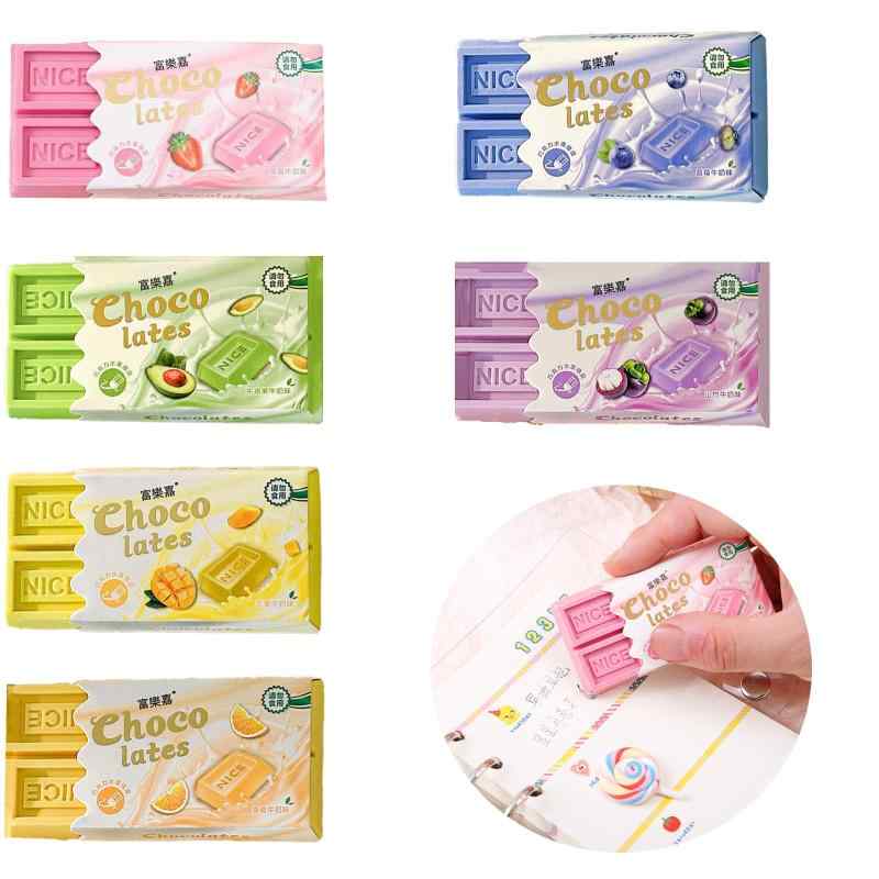 Liroyal 消しゴム 鉛筆消しゴム (4個) フルーツチョコレート 可愛い 人気 文房具 学用品 子供 小学生 ..