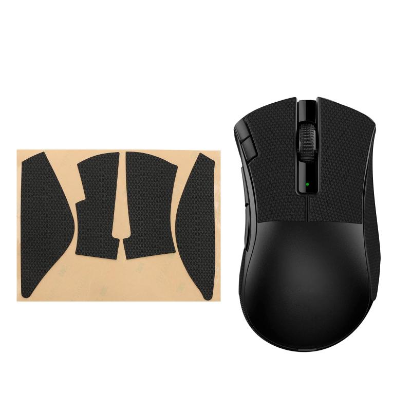 kwmobile マウスグリップ Razer DeathAdder V2 X対応 グリップテープ - 滑り止め カット済 厚さ0.5mm 黒色
