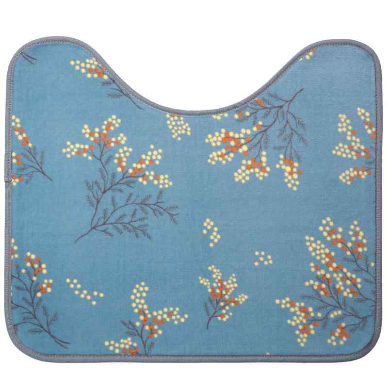 トップ産業(Top-sangyo) さらふわ トイレマット ミモザ ブルー 55×60cm すべり止め付き コンパクト 新生活 北欧 ふわふわ さらさら おしゃ...