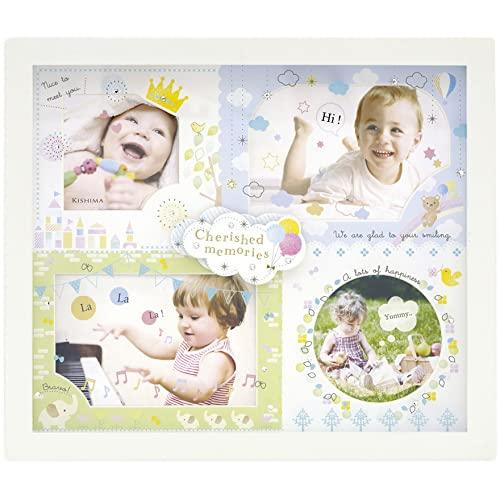 賑やかでかわいらしいイラストを散りばめた多窓 ベビー フォトフレーム 卓上 壁掛 本体サイズ28×2×高さ..