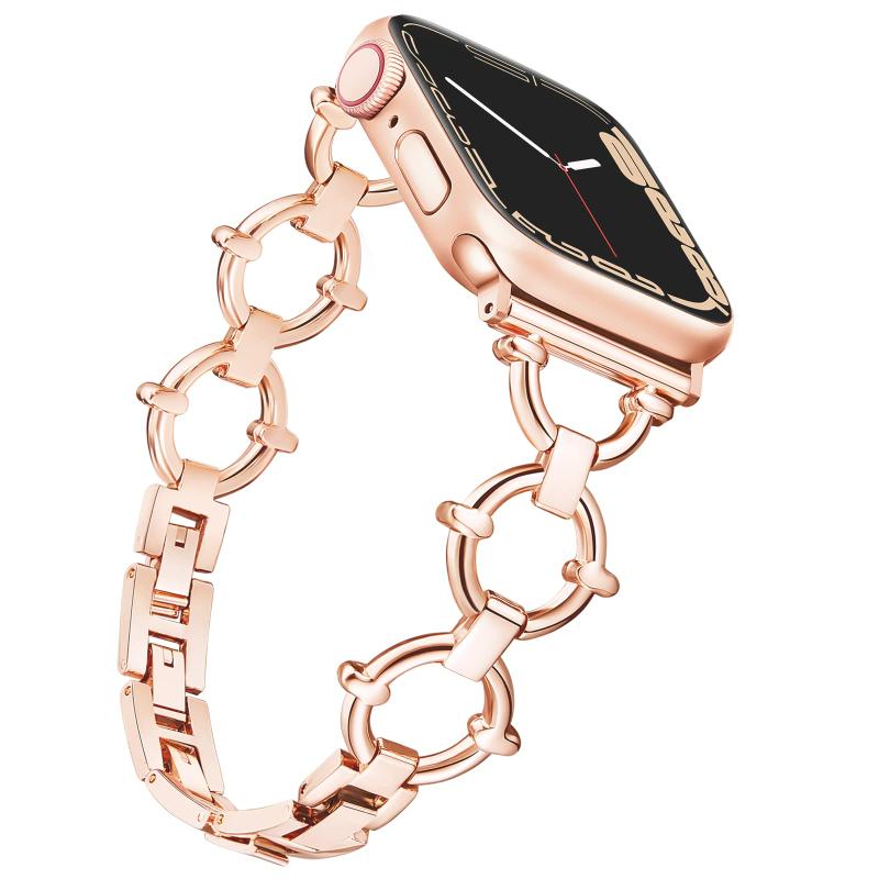 Aniabohoコンパチブル Apple Watch バンド リング型バンド iWatch series 8 7 6 SE 5 4 3 2 1と互換性があり 金属製 女性用 アップルウオッチ バンド 金属チェーンベルト