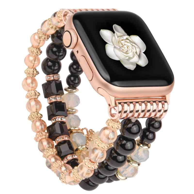 コンパチブル ビーズ バンド Apple Watch バンド40mm 38mm 41mm 42mm 44mm 45mm レディース、アップルウォッチ スタイリッシュ ブレスレット8 7 6 3 2 1 & SE SE2 シリーズ対応 手作り伸縮性