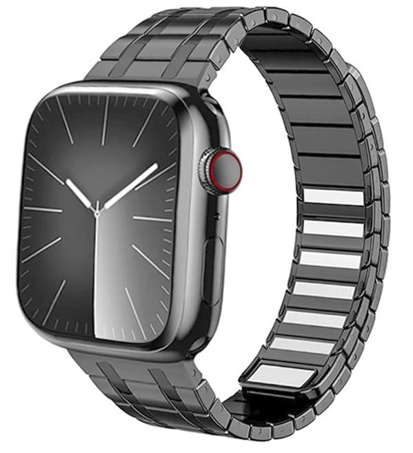 MaKTech ステンレススチール リンク ブレスレット バンド、自動結合付きメタルリング、Apple Watch シリーズ 11/10/9/8/7,Ultra 3/2/1,SE 3/2/1 [2025] 用