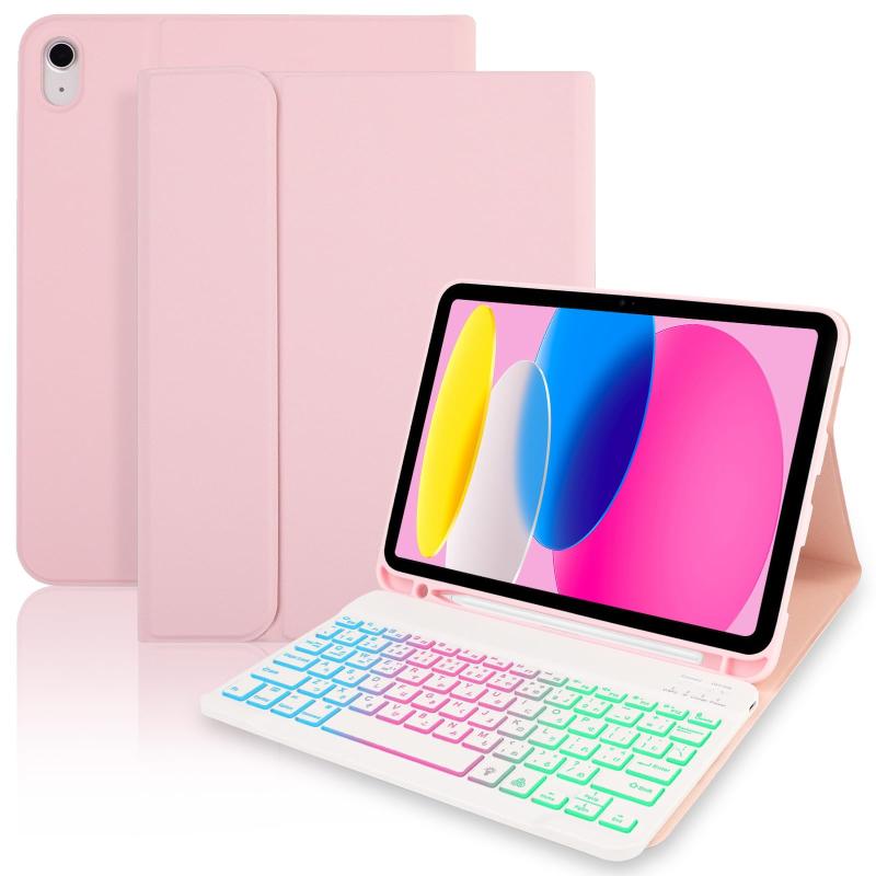 EAMPANG iPad (A16) 11インチ 第11世代2025/10世代 10.9インチ 2022ケース キーボード 日本語・英語, 7色レインボーバックライトキーボード付きケース iPad 10 11世代(A2696 A2757 A2777 A3