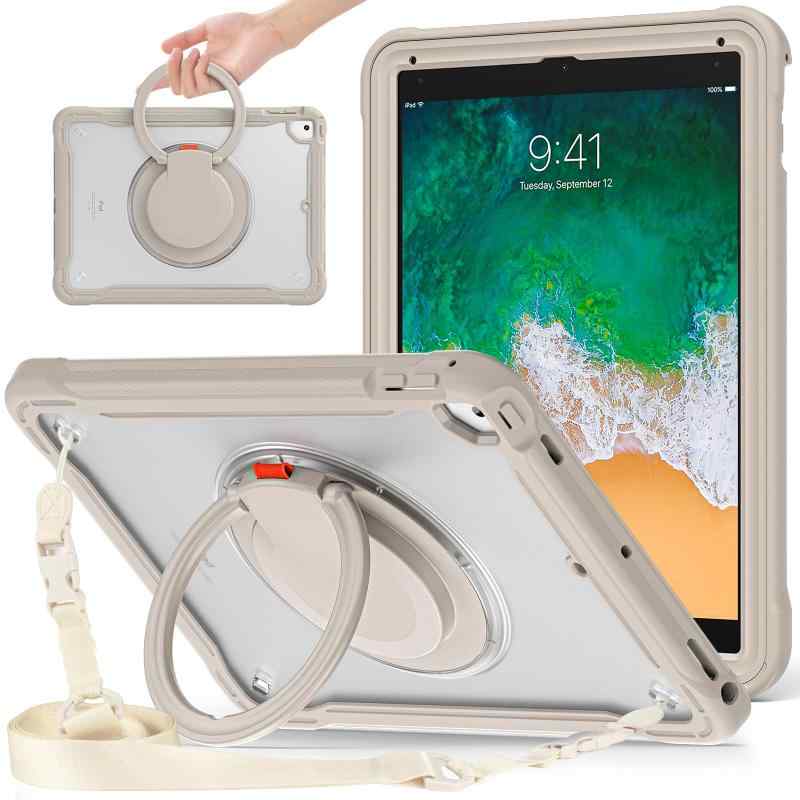 GOOVEN iPad Air 11インチ 2025/2024 用ケース 360°回転リング iPad Air第4 5世代10.9インチ用/ Pro11第4 3 2 1世代 半透明ケース 肩掛け 背面カバー 調節可能 ショルダーストラップ付き 薄型 軽量