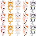 SUNNYCLUE 20個5色和風可愛い動物チャームレジンエナメル招き猫ピアスイヤリングネックレスブレスレットキーホルダーメタルパーツヴィンテージ樹脂製マカロン...